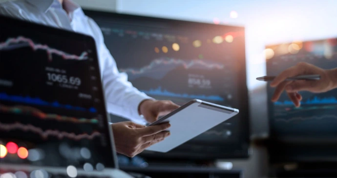 Business man looking at tablet